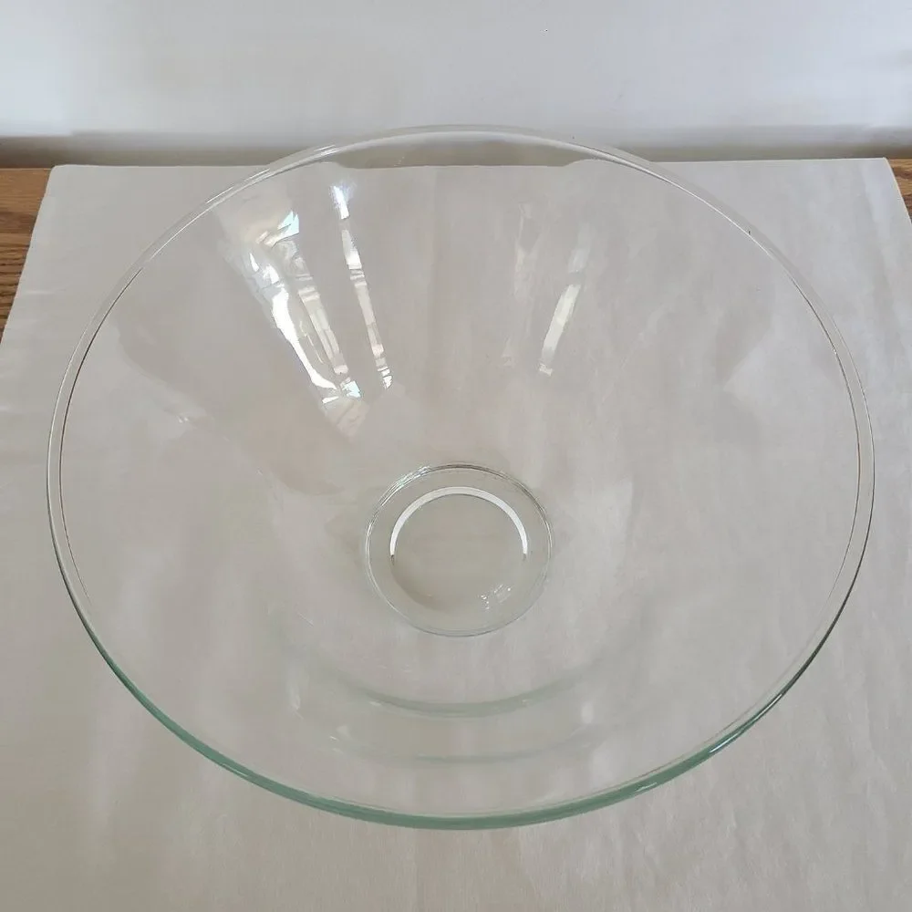 Two Elegant Heavy Clear Glass Crystal Serving or Mixing Bowls - Quality Glass